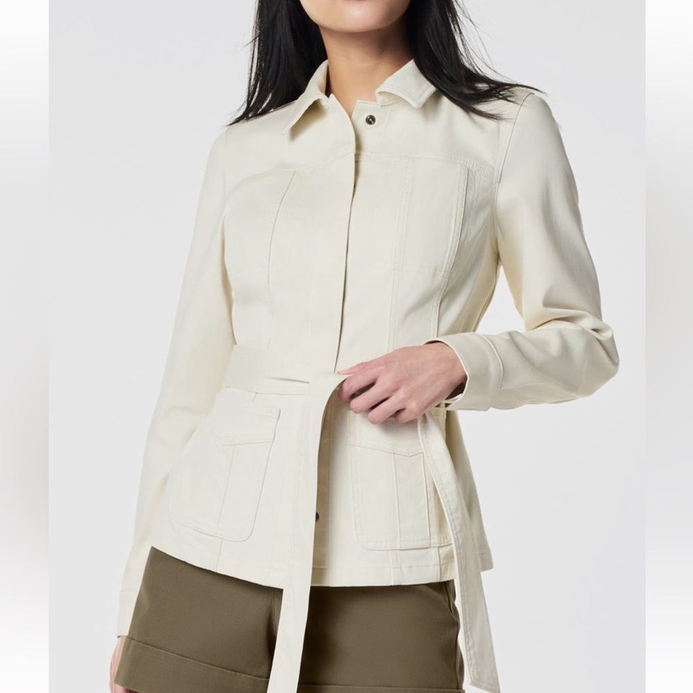 SPANX stretch twill shirt jacket 
Cream Belted Jacket
M
NWT